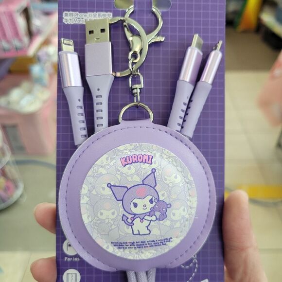 Brand New Sanrio Kuromi 3 in 1 Charging Cable With Mirror - Picture 3 of 9
